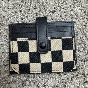 Checkered Black and Cream Card Holder wallet